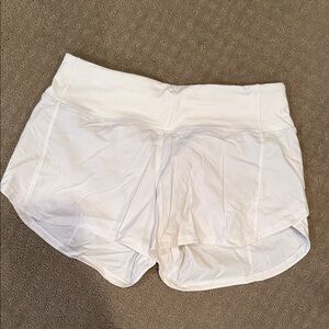 Lululemon Women's White Speed Up Shorts.  Size 6